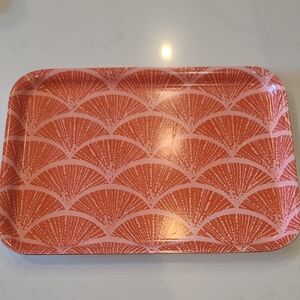 Free With Purchase Orange/Peach and White Patterned Ikea Tray